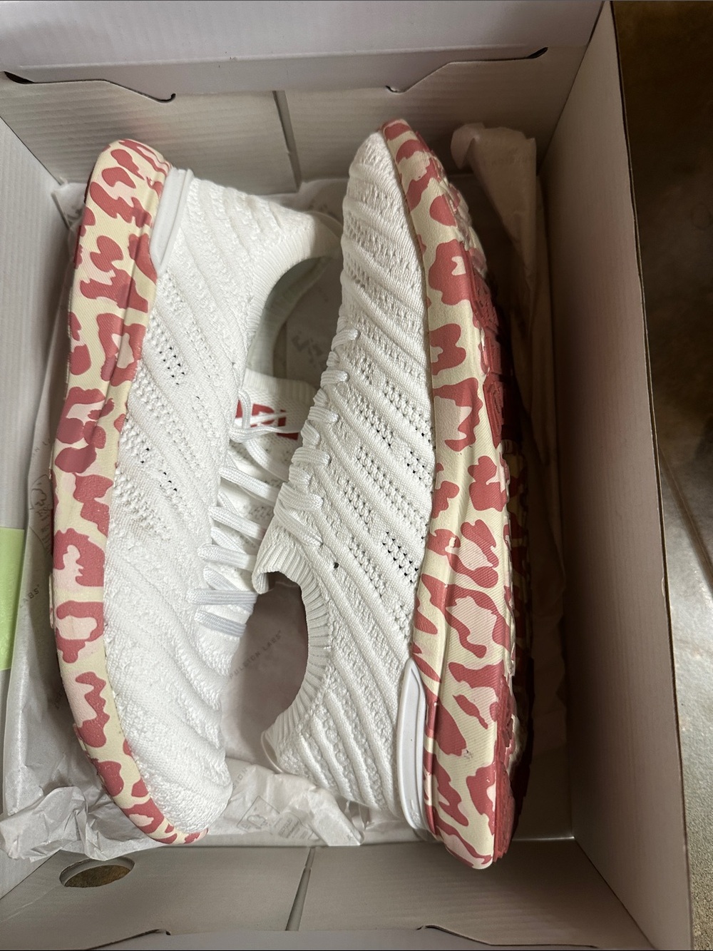 APL Women's White Knit Sneakers with Pink Camo Sole
